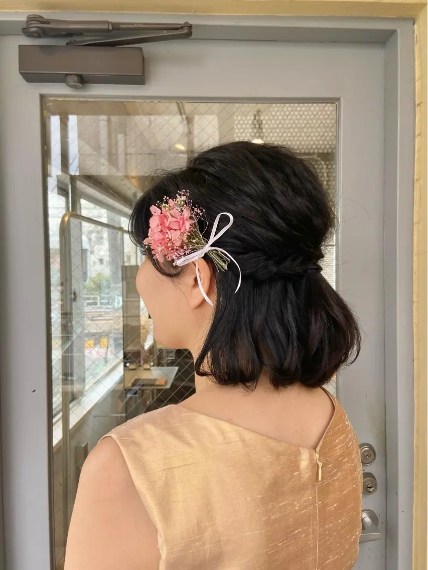 ミディアム ヘアアレンジ ハーフアップ なかまみさと 🌼極上ヘッドスパのヘアスタイル