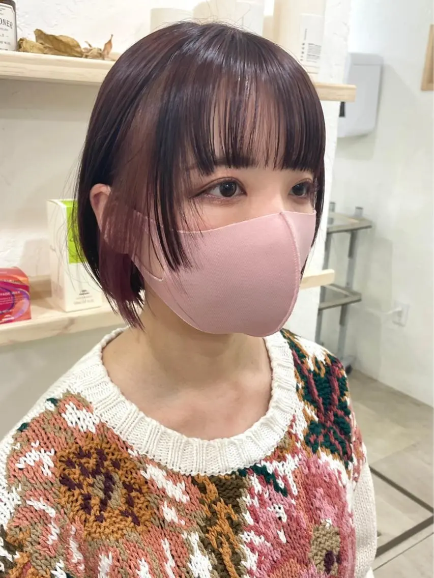 ショート カラー 切りっぱなしボブ ブリーチ 透明感カラー デザインカラー インナーカラー 髪質改善 縮毛矯正/ レイヤー/銀座/本木のヘアスタイル