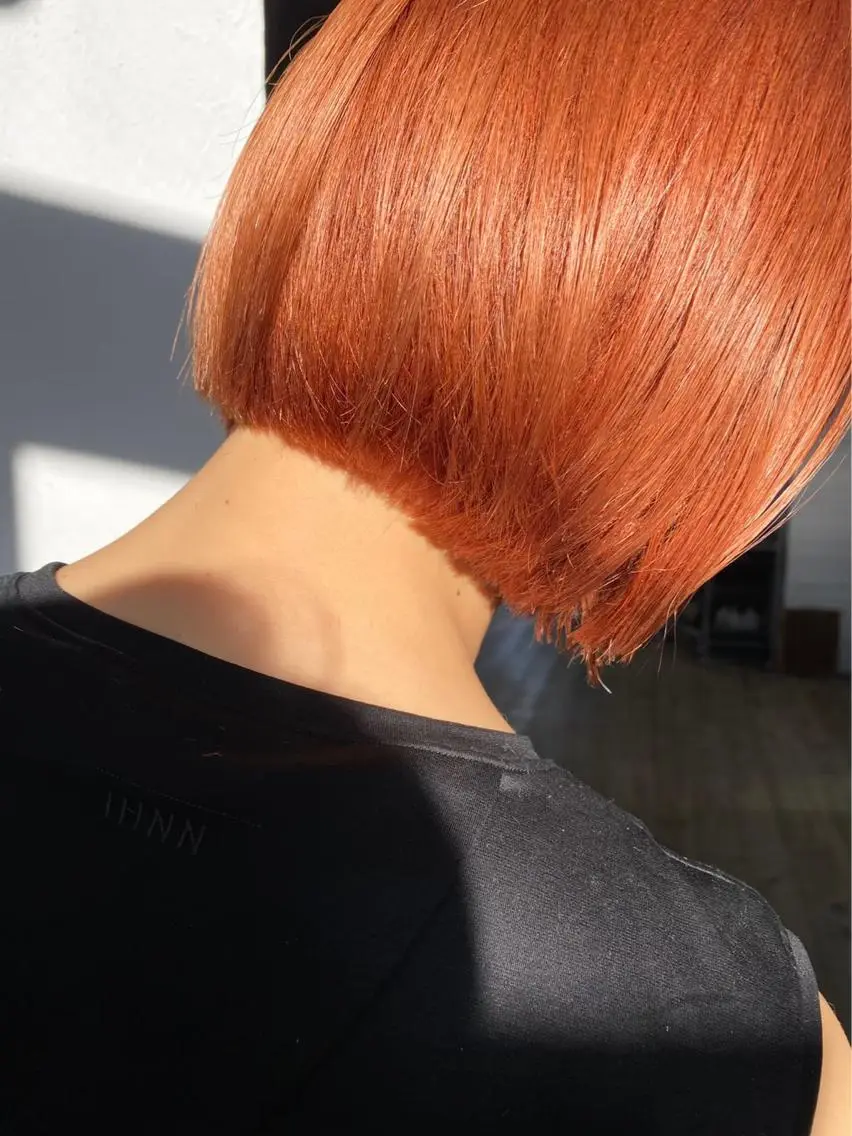 カラー ダブルカラー オレンジ ボブ ブリーチダブルカラー 【koide】のヘアスタイル