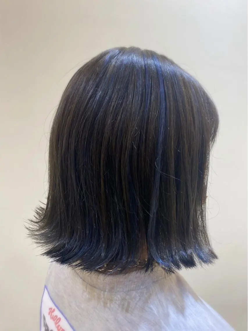 ミディアム カラー ブルーカラー ハイライトカラー ハイライト カット ヘアカラー 小顔レイヤー💗 木村実樹のヘアスタイル