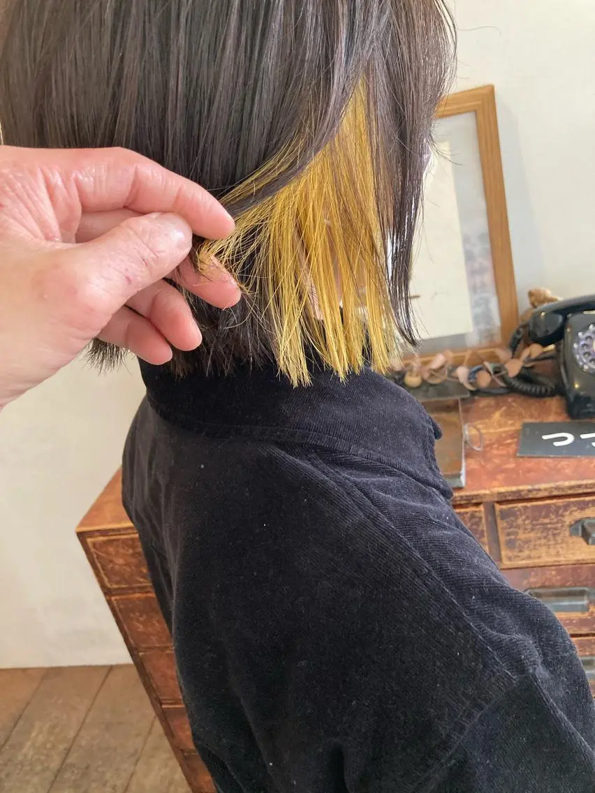 ショート イエローカラー ボブ ヘアカラー 佐藤 旭のヘアスタイル