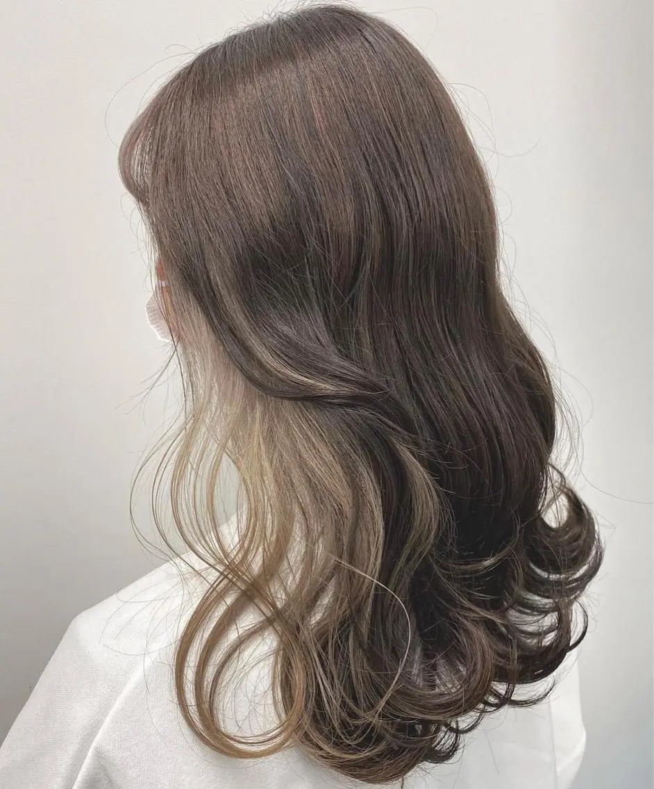セミロング カラー パーマ ヘアアレンジ メンズ ネイル ヘアカラー トリートメント 透明感カラー/ 新潟万代/池野里衣のヘアスタイル