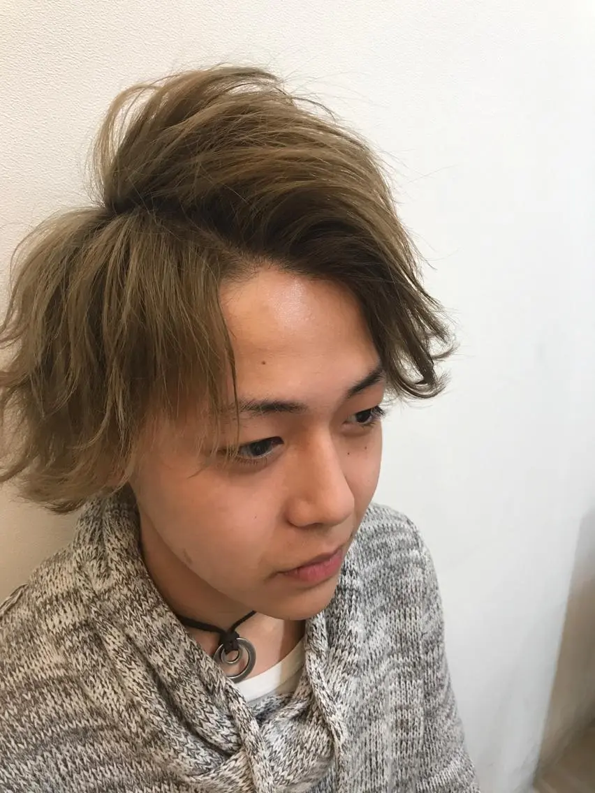 カラー パーマ メンズ 豊中駅3分eha レッスンモデルのヘアスタイル