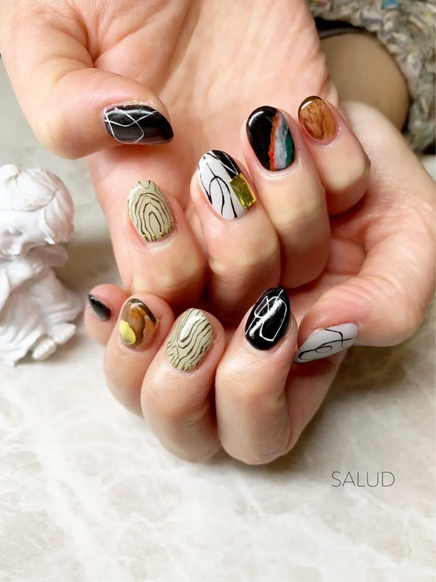 ショート ネイル アートネイル ハンドネイル Nail Salon SALUDのネイルデザイン