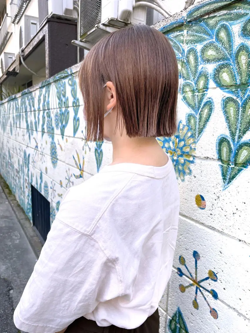 ショート カラー カット 縮毛矯正 ボブ/縮毛/レイヤー モトナリのヘアスタイル