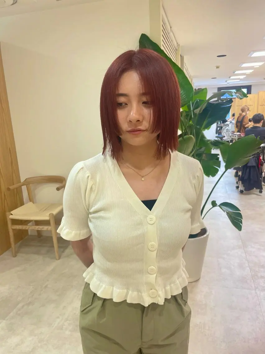 ミディアム カット ヘアカラー トリートメント minatsu 東京の技術を京都でのヘアスタイル