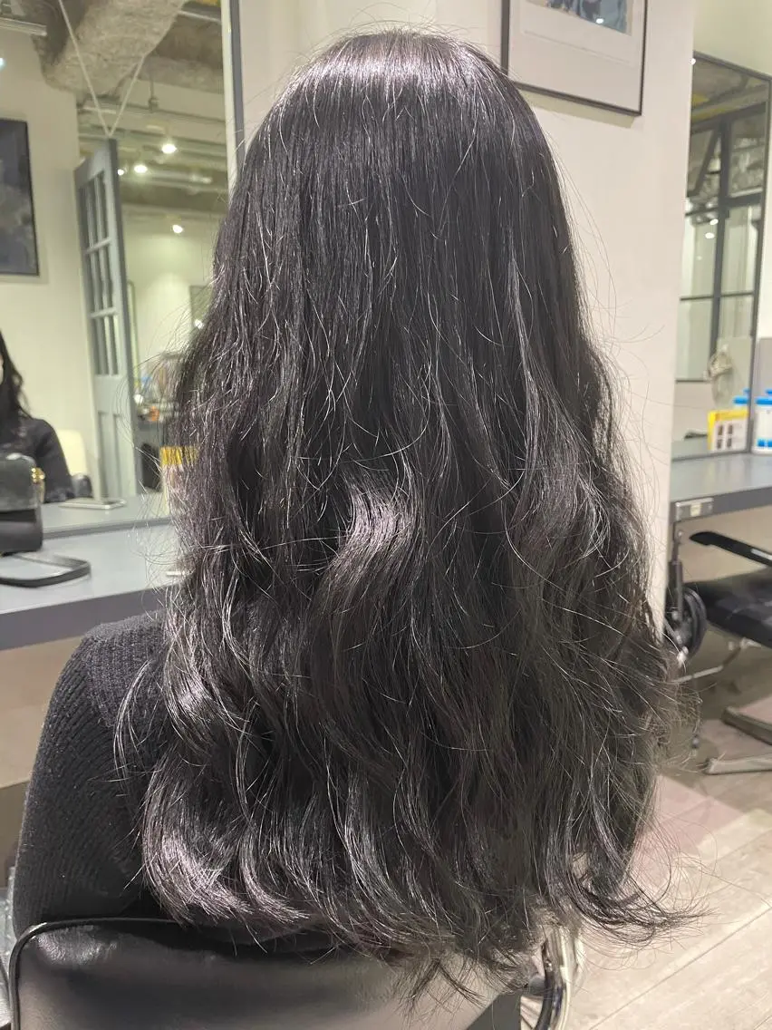 ロング カラー 黒髪 ブリーチ ブルーカラー ブルーブラック ブリーチなしカラー ❄ブリーチカラー❄ 佐原昌樹のヘアスタイル