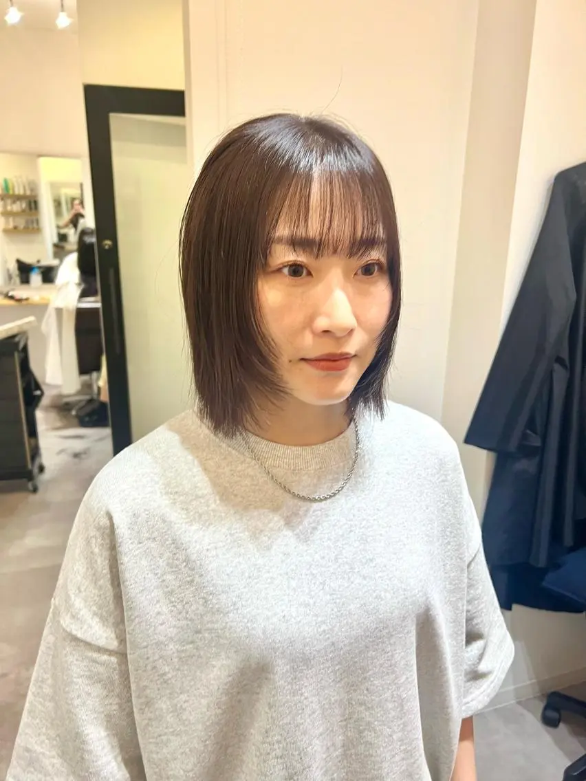 ショート カラー ブラウンカラー ラベンダーカラー ラベンダーブラウン ボブ 顔まわりレイヤー しおり/パーマ/ newi町田のヘアスタイル