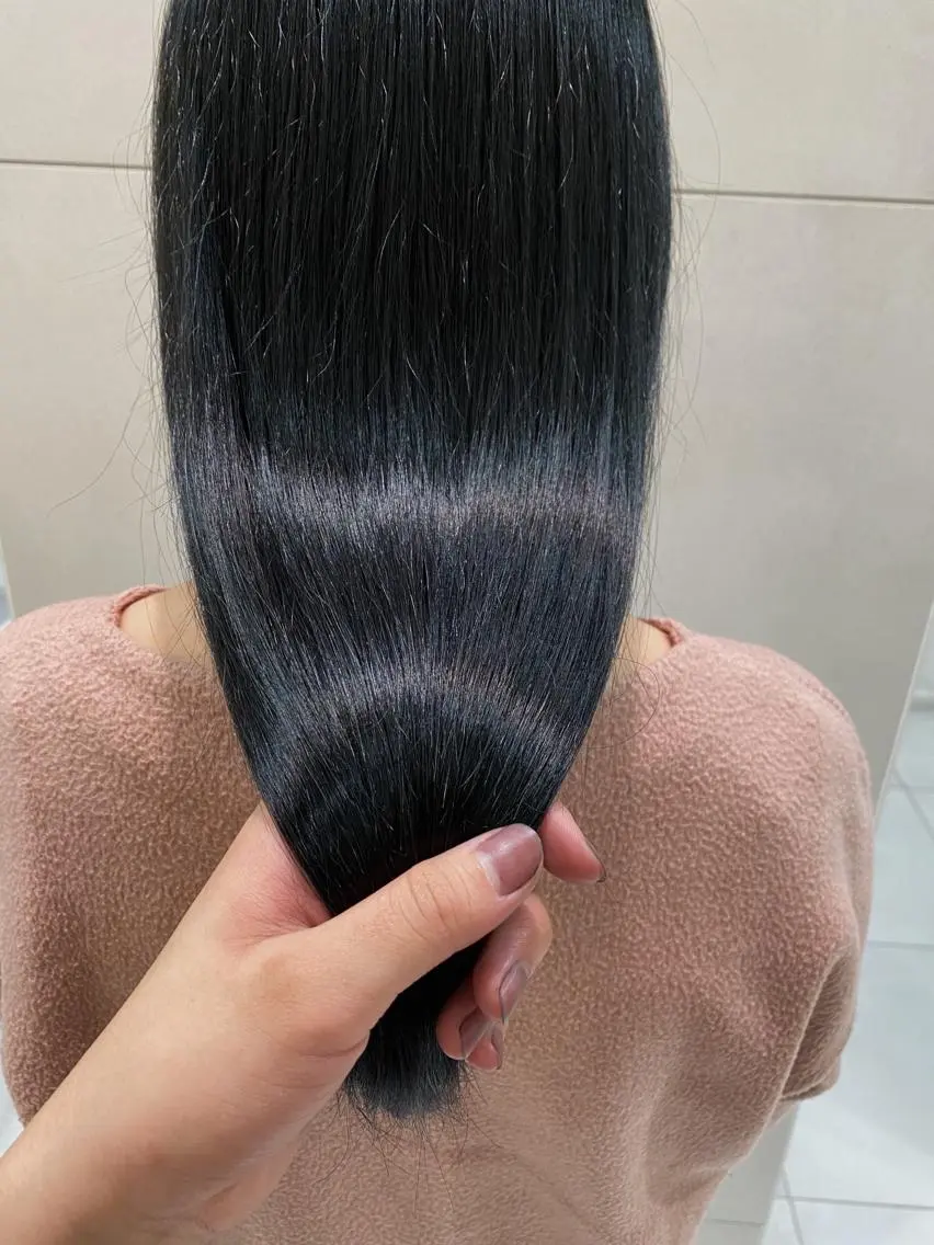 ロング カラー 黒髪 ネイビーカラー 透明感カラー 天羅のヘアスタイル