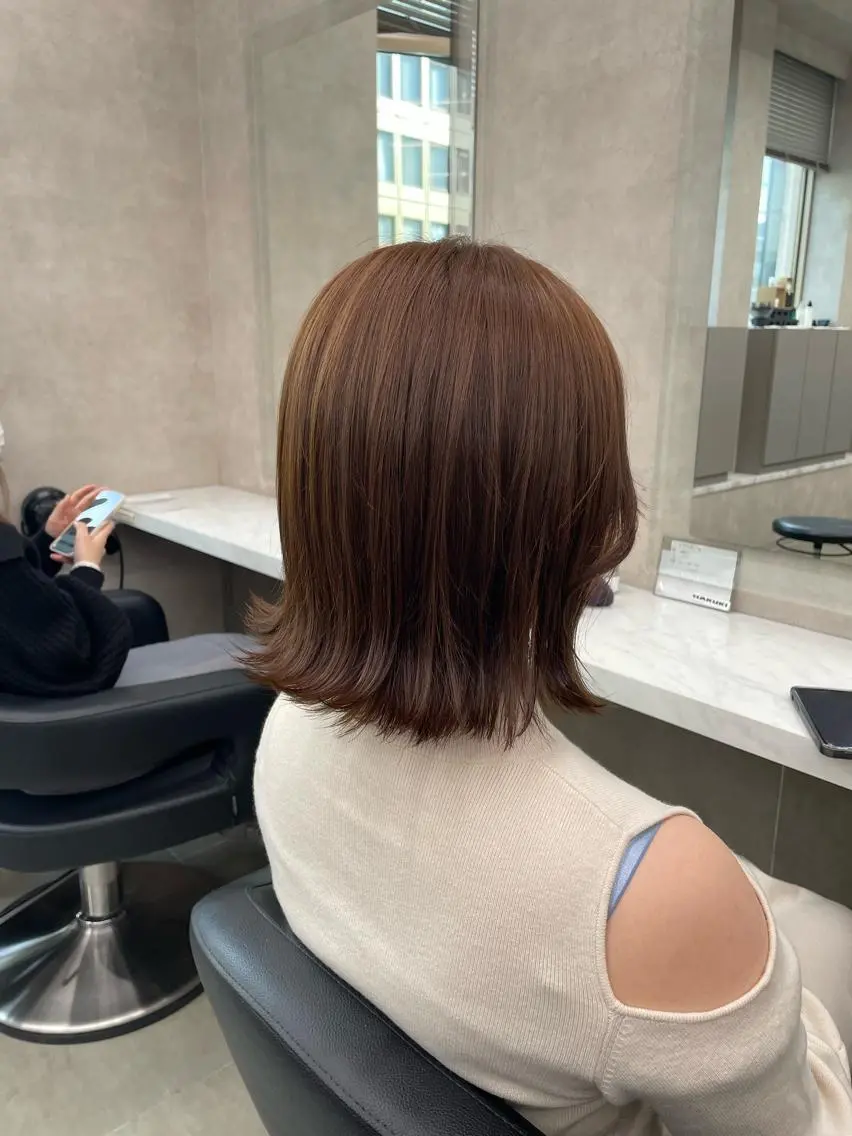 ショート カラー パーマ ヘアアレンジ メンズ キッズ ネイル マツエク・マツパ アイブロウ 🦋縮毛/韓国レイヤ ー/透明感カラー🦋のヘアスタイル