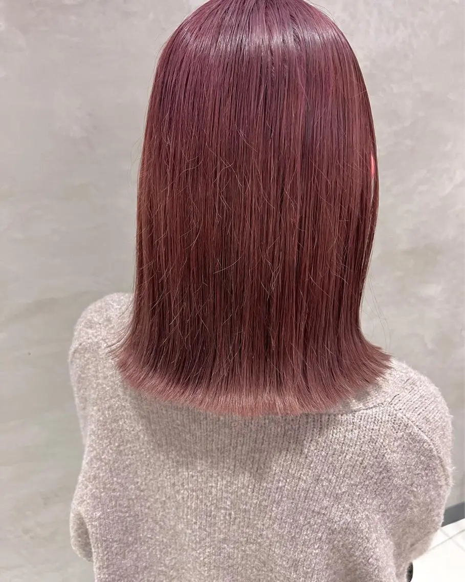 ミディアム カラー ブラウンカラー ピンクカラー ピンクブラウン ハルキ/ 髪質改善のヘアスタイル
