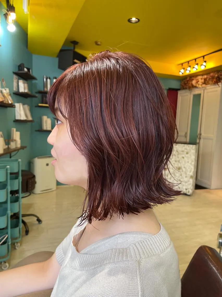 ミディアム カット ヘアカラー トリートメント 末石 智のヘアスタイル