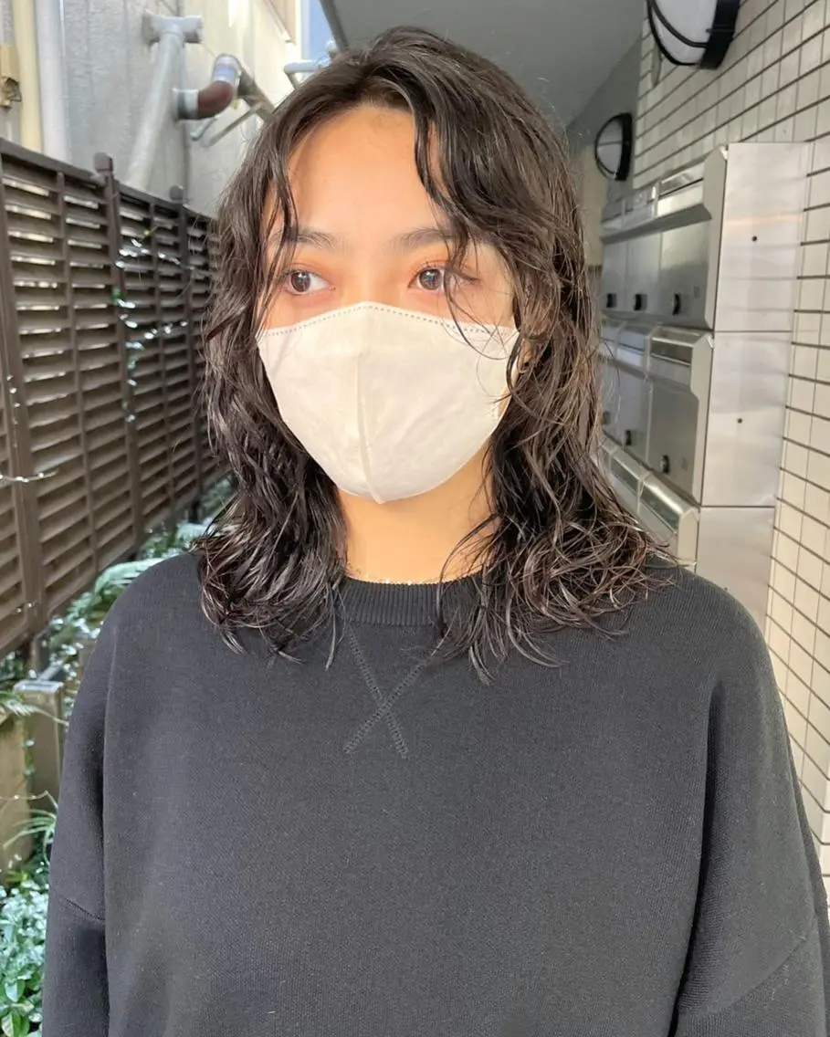 ショート カラー パーマ 切りっぱなしボブ 前下がりボブ ショートボブ 黒髪 インナーカラー 髪質改善 縮毛矯正/ レイヤー/銀座/本木のヘアスタイル