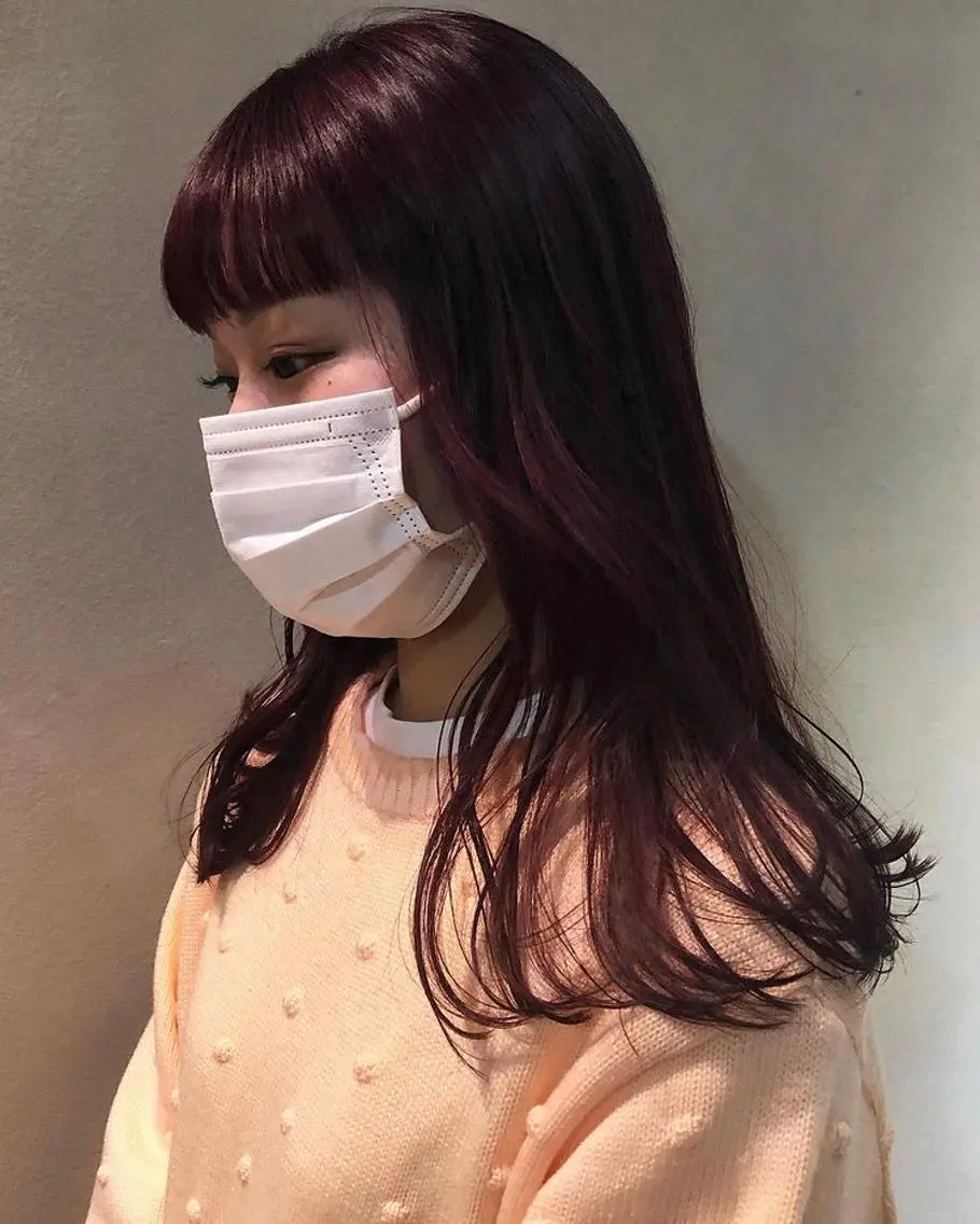 ロング カラー ピンクカラー ピンクパープル パープルカラー ヘアカラー トリートメント yajima Moemiのヘアスタイル