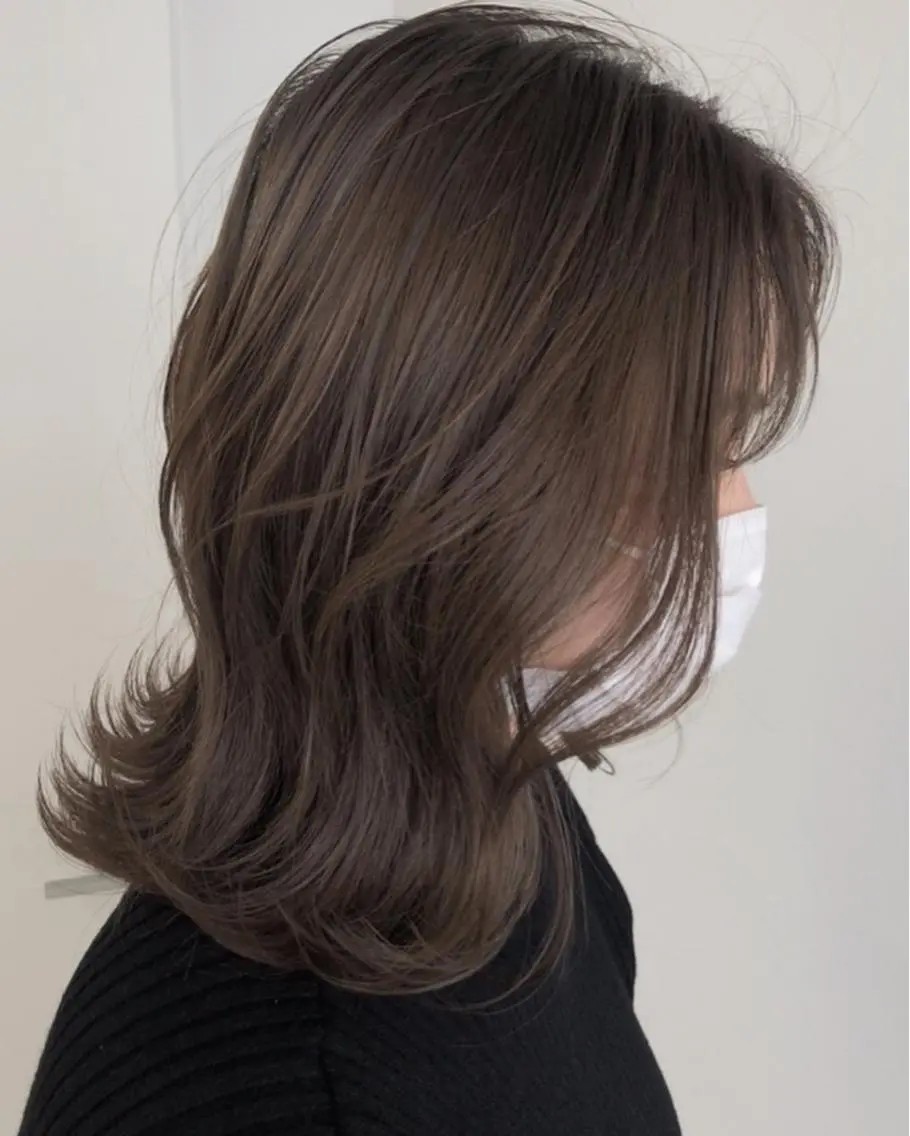 ミディアム ヘアカラー トリートメント ヘアセット ✨透明感ケアカラー✨ 長野ゆきなのヘアスタイル