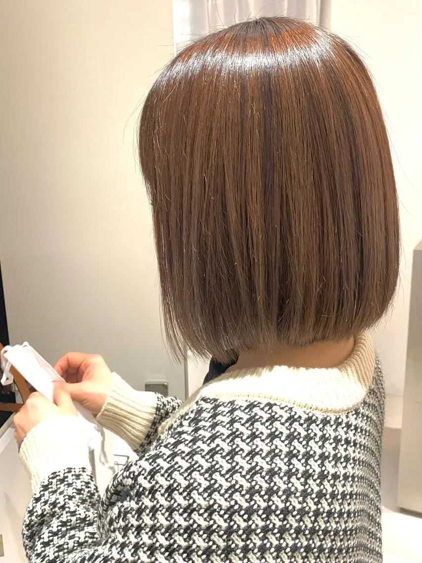 ミディアム カラー ブリーチ 透明感カラー ハイライトカラー ボブ ハイライト カット ヘアカラー トリートメント 谷合 貴志のヘアスタイル