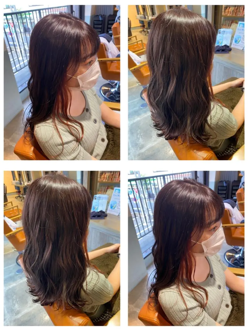 カラー インナーカラー オレンジ 🩵盛れる顔周りヘア EMI🩵のヘアスタイル