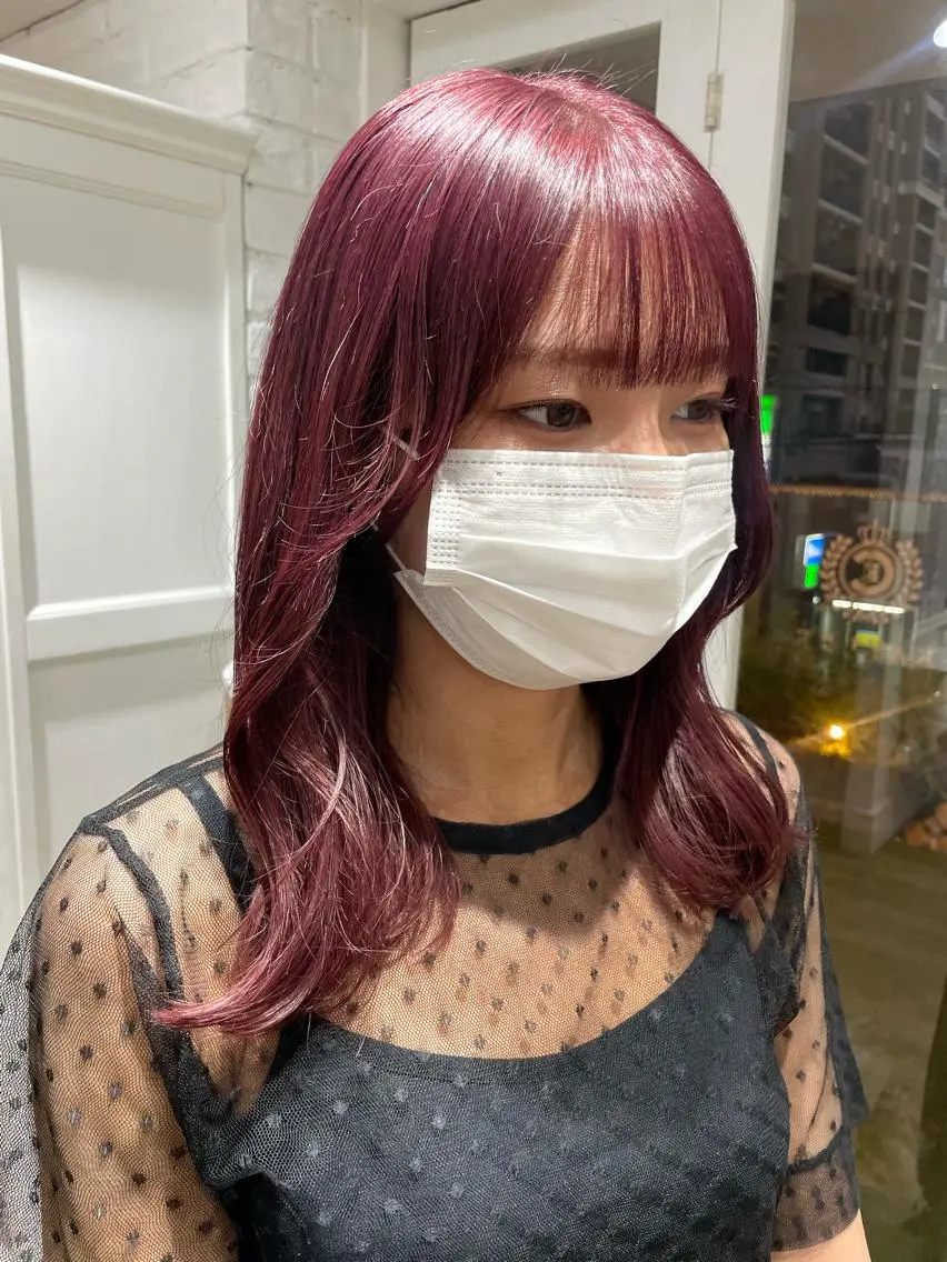 セミロング カラー ヘアアレンジ ブリーチ ラベンダーカラー ラベンダーピンク ピンクカラー ヘアカラー トリートメント 酸性縮毛矯正 梅田茶屋町 Juriのヘアスタイル