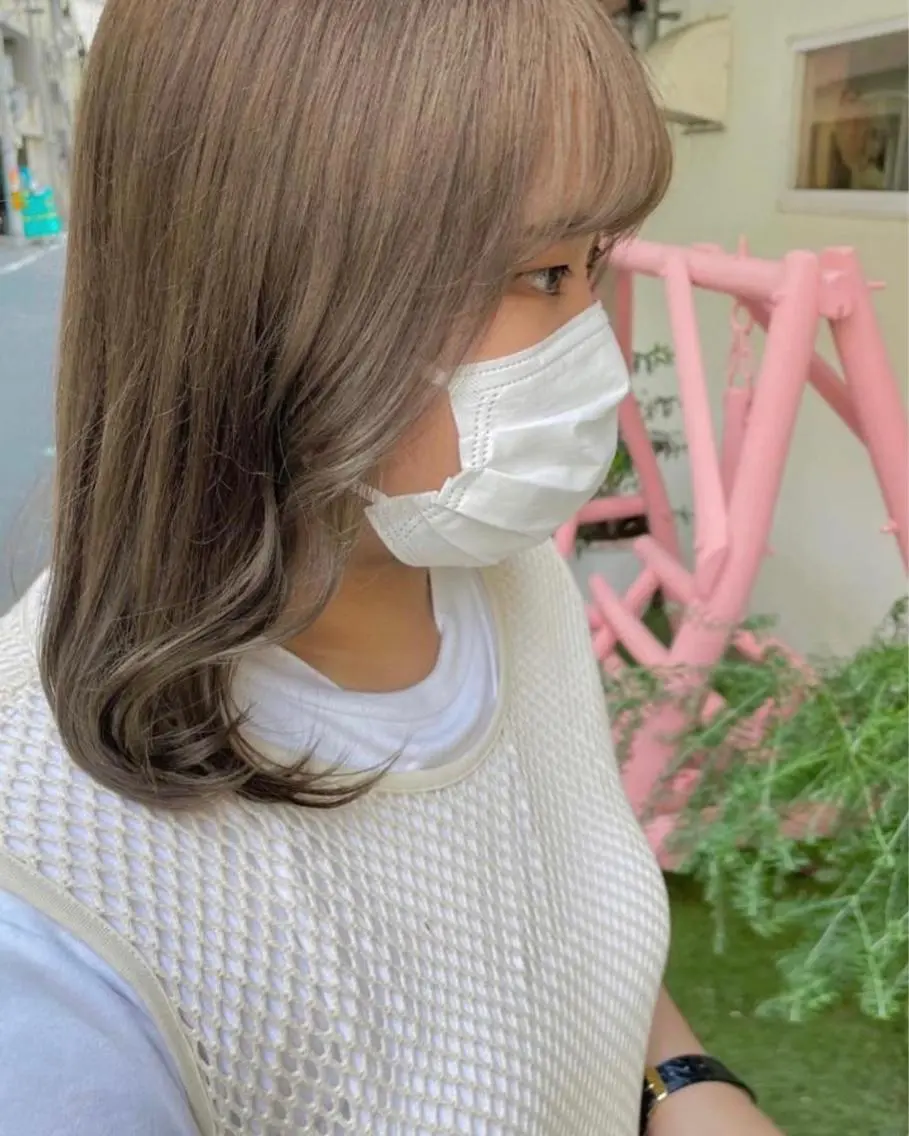 セミロング カラー newi梅田🫧韓国 ヘア🫧sakiのヘアスタイル