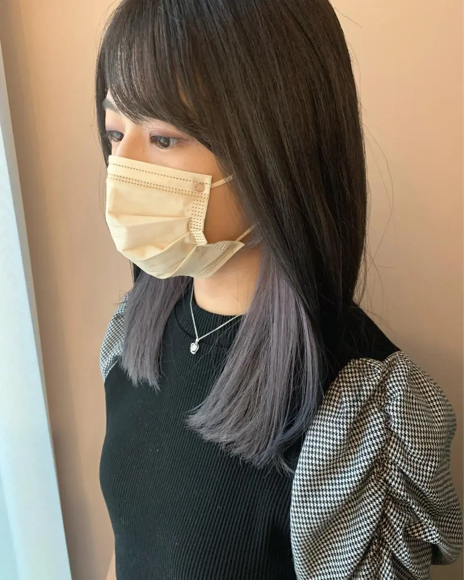 ロング カラー グレージュ インナーカラー ラベンダーカラー ラベンダーグレージュ ラベンダーグレー カット ヘアカラー トリートメント hubhair レイヤー/透明感のヘアスタイル