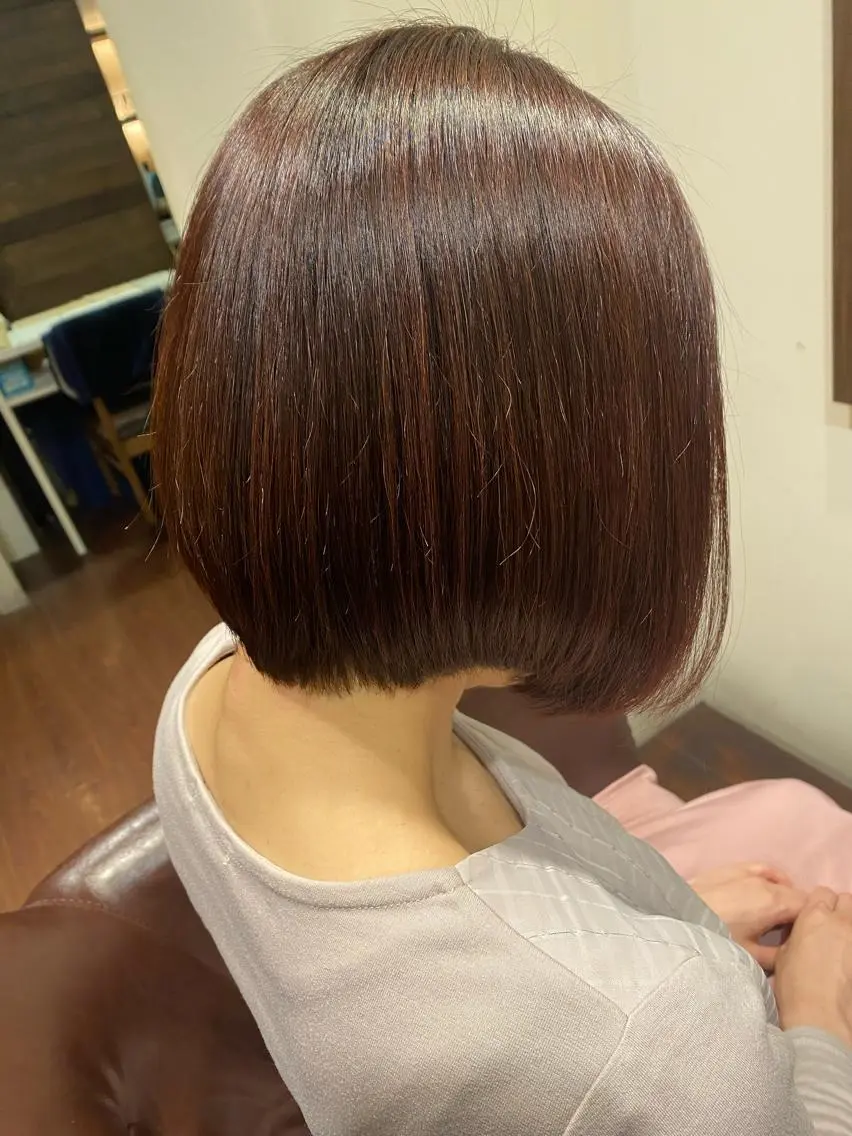 ショート ピンクブラウン ボブ 🤎タケオカ サキ🤎のヘアスタイル