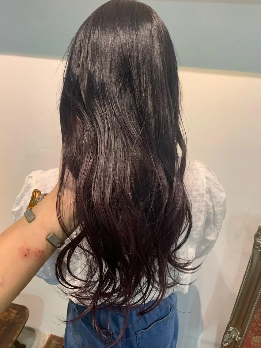 ロング パープルカラー ヘアカラー トリートメント ヘッドスパ ヘアセット 大宮/山口 竣也のヘアスタイル