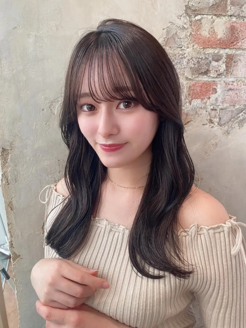 セミロング カラー ヘアアレンジ ベージュカラー ブラウンカラー ブラウンベージュ くびれヘア 韓国風ヘア 顔周り/くびれヘア 韓国ヘア💕風間るなのヘアスタイル