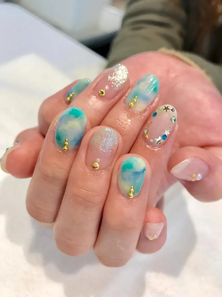 ネイル グリーン NARUMI HYODOのネイルデザイン