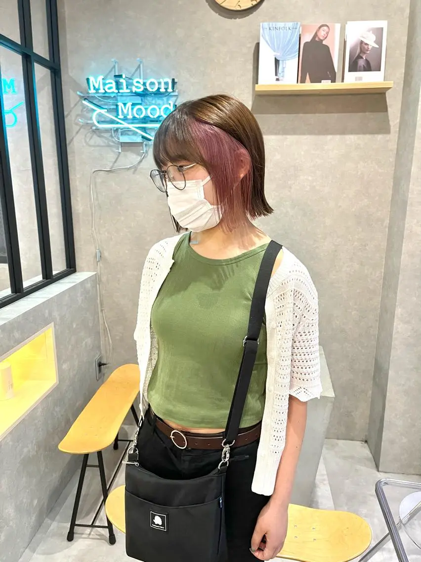 ミディアム カラー カット ヘアカラー トリートメント 一ノ瀬 暁のヘアスタイル