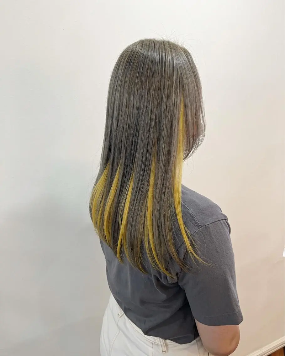 ロング カラー イエローカラー カット ヘアカラー WATANABE MISAKIのヘアスタイル