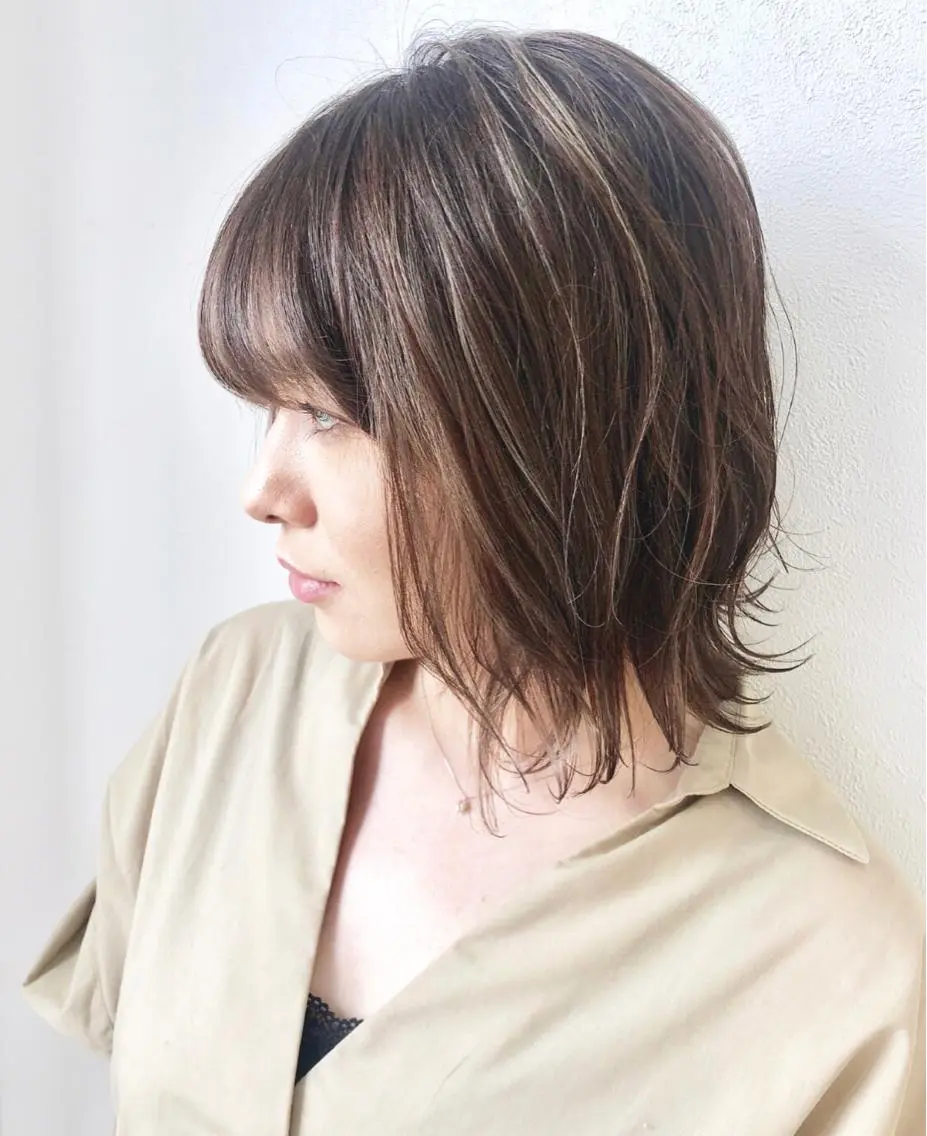 ミディアム カラー ハイライトカラー ハイライト 岩田 萌那のヘアスタイル