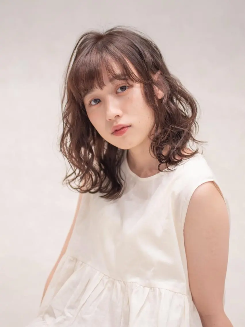ミディアム カラー 豊中駅3分eha レッスンモデルのヘアスタイル