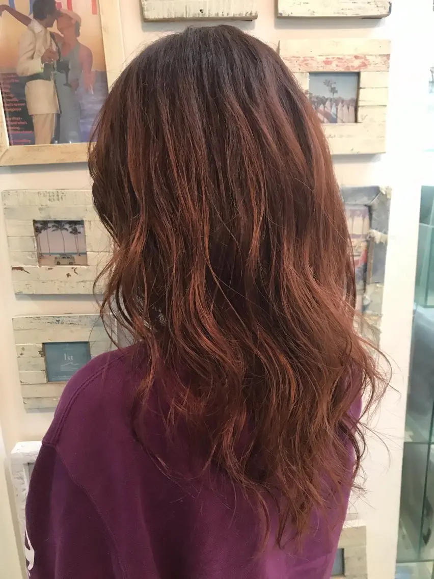 ロング カラー ヘアアレンジ レッドカラー ルビー カット ヘアカラー 松井 敬太郎のヘアスタイル