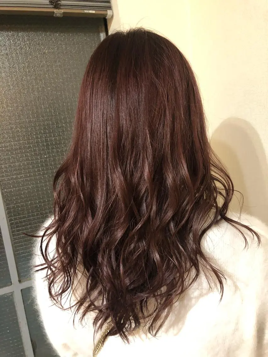 セミロング ピンクブラウン ヘアカラー トリートメント 縮毛矯正の達人 ☆　松本のヘアスタイル