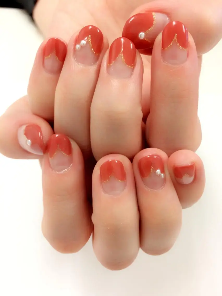 ネイル フレンチネイル ハート Sunny side nailのネイルデザイン