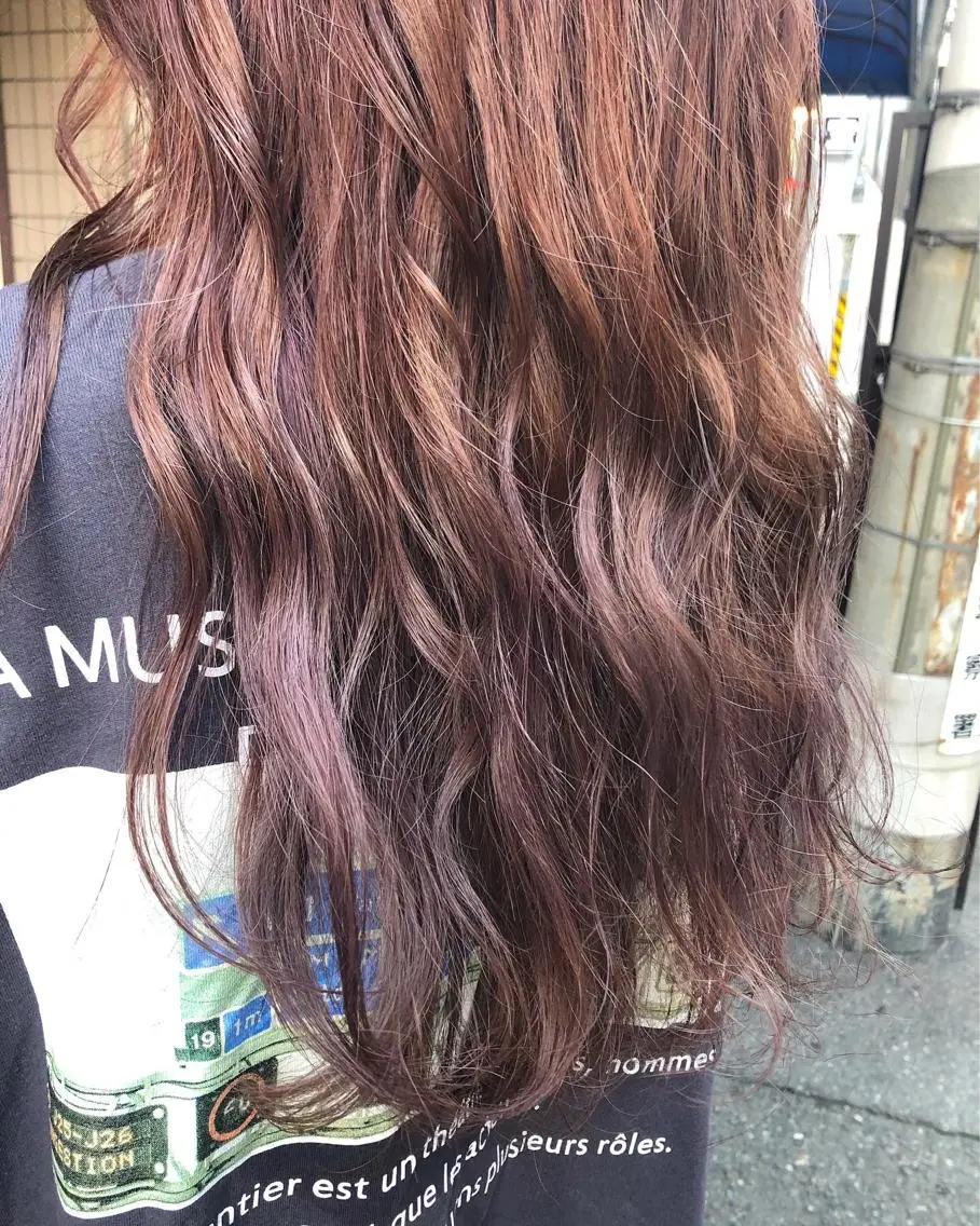 ロング カラー ラベンダーカラー ピンクカラー ピンクラベンダー 西村 有紗のヘアスタイル
