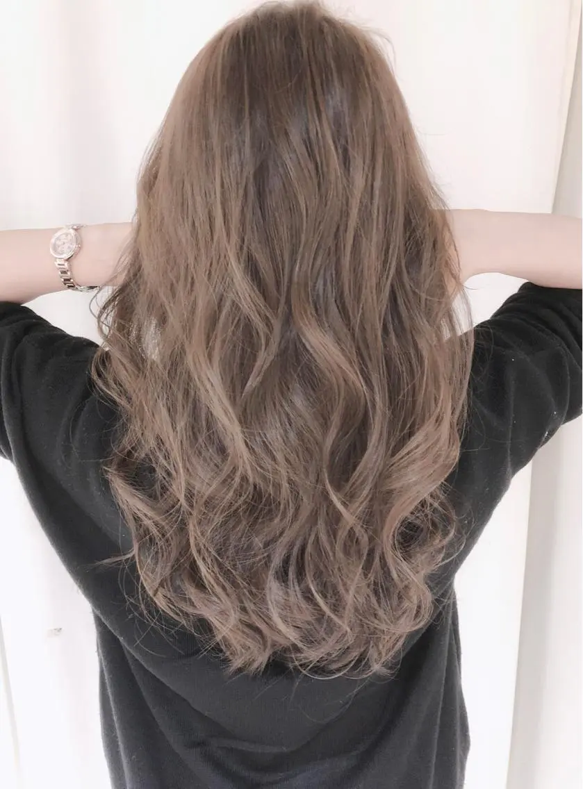 ロング カラー パーマ ヘアアレンジ アッシュ バレイヤージュ ブリーチ ケアブリーチ 透明感カラー ヘアカラー トリートメント バレイヤージュ 藤沢 髪質改善 竹内ケンゴのヘアスタイル