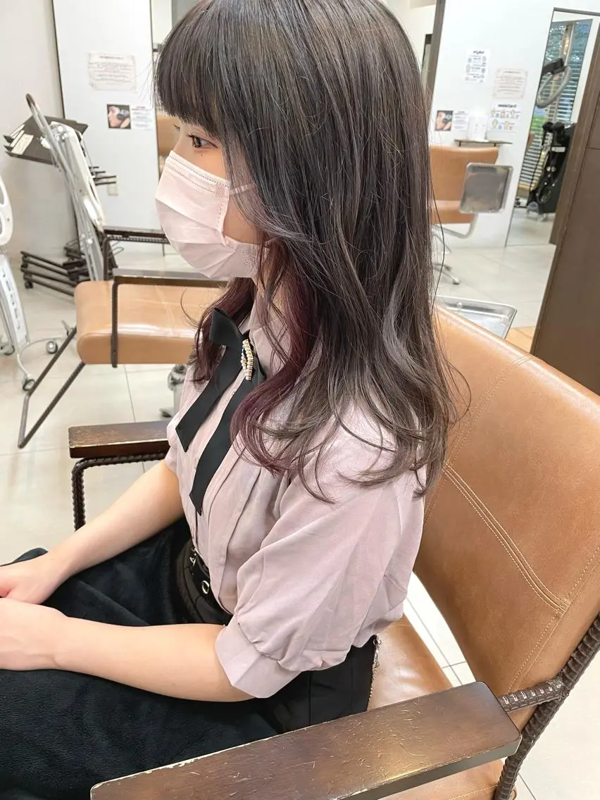 セミロング カット ヘアカラー 明石遼/ベージュ / ピンクのヘアスタイル