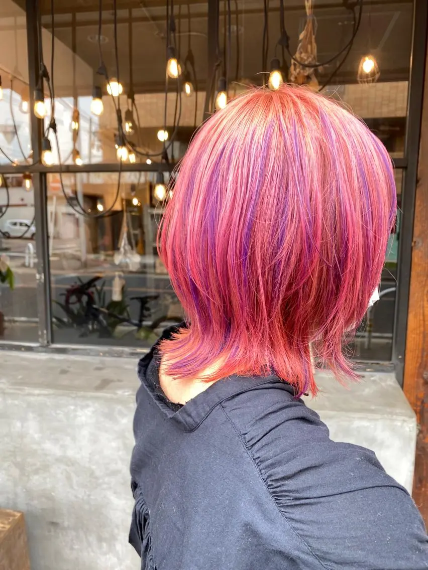 カラー ブリーチ デザインカラー ピンクカラー slow✂︎ 矢野芹奈のヘアスタイル