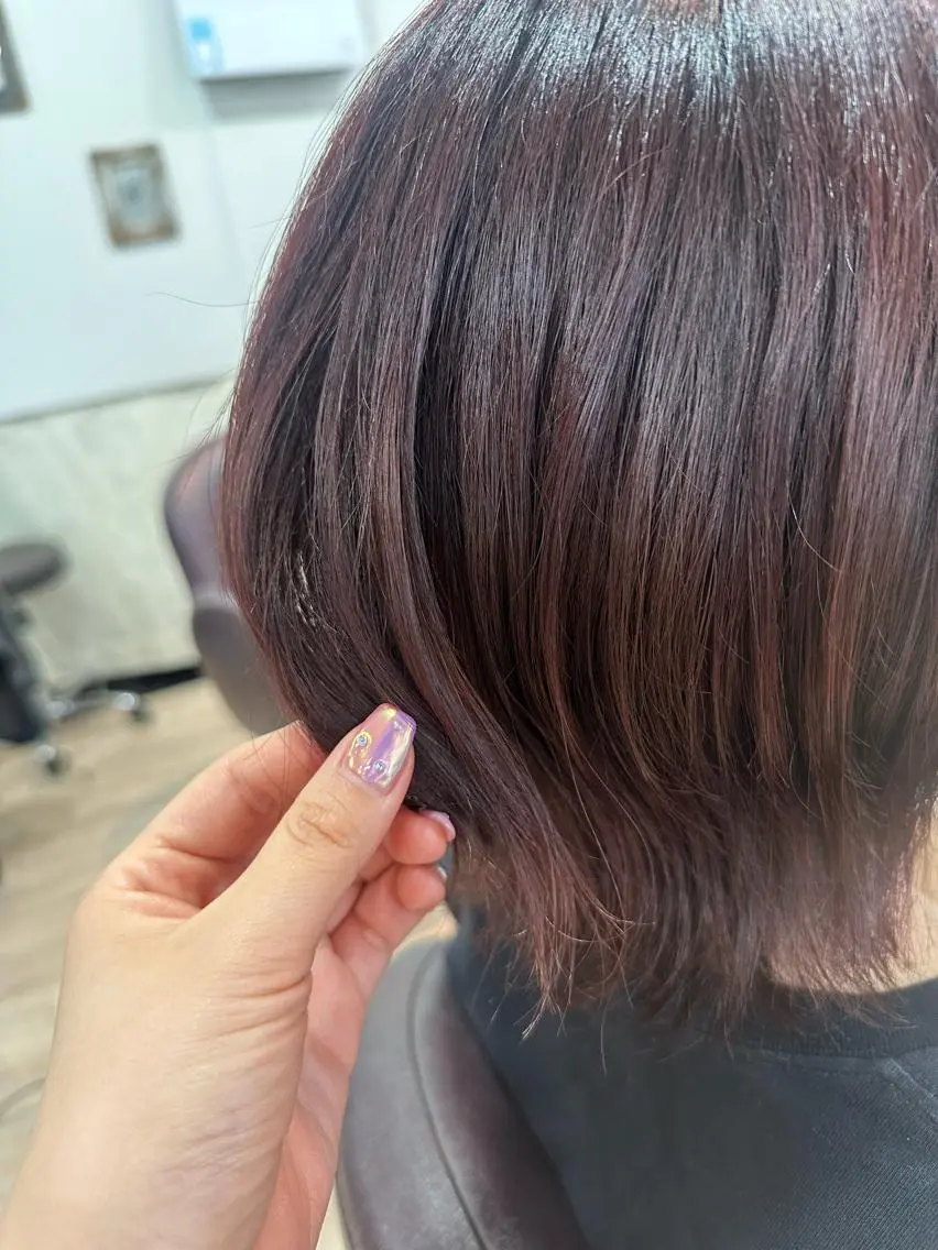 ショート ピンクブラウン ヘアカラー トリートメント ツヤ髪質改善 💜れいな💜のヘアスタイル