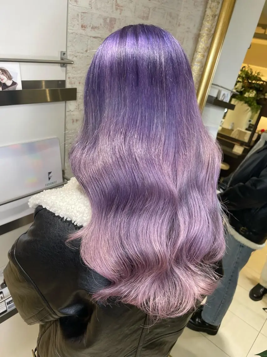 セミロング カラー ミストバング ベージュカラー ブリーチ ブルーカラー ケアブリーチ ヘアカラー 🩵アンブレラカラー 髪質改善 丸尾】のヘアスタイル