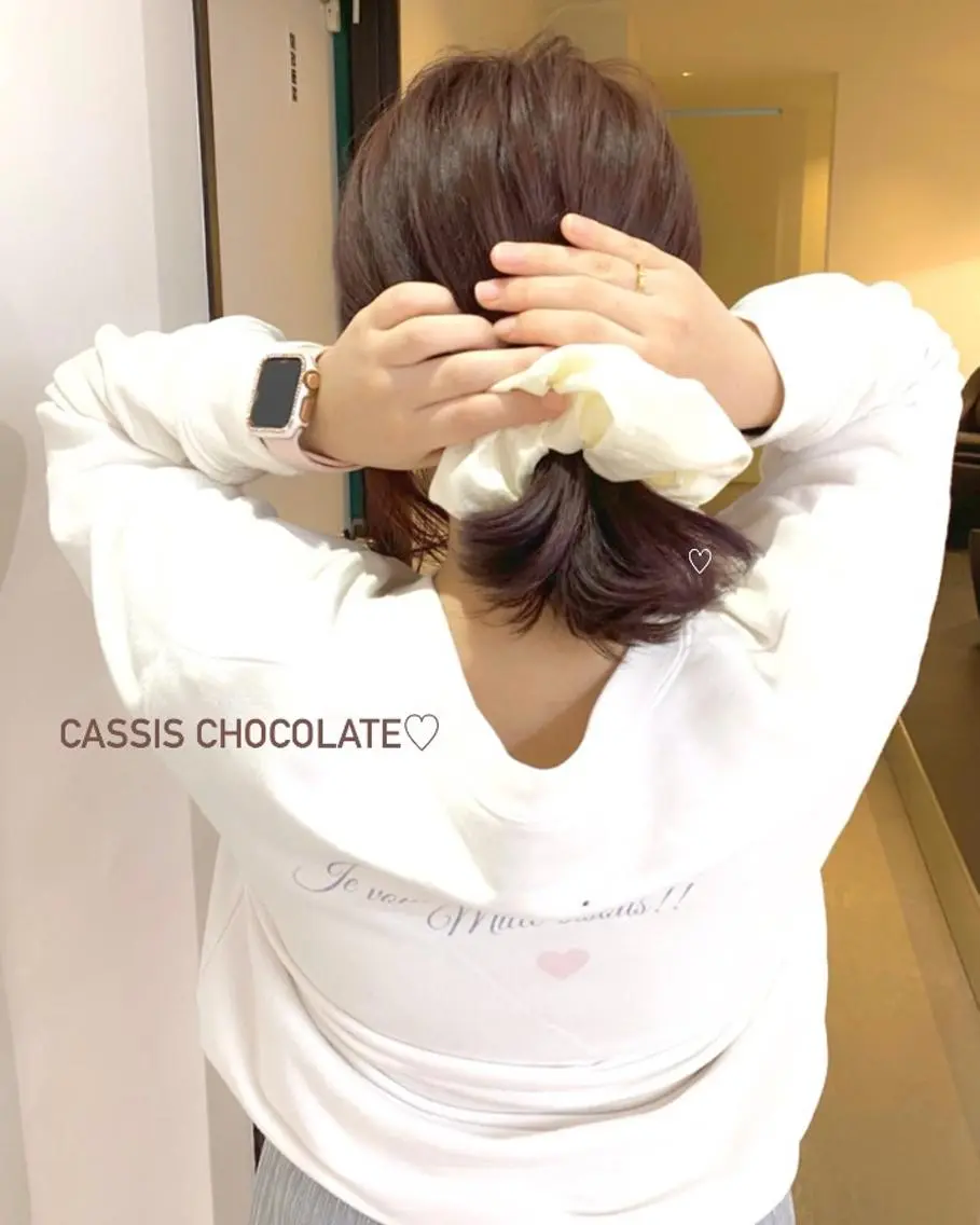 カラー ベージュカラー ブリーチ カシス ラベンダーカラー ブリーチなしカラー mizuki/ピンク ベージュ.レイヤーのヘアスタイル