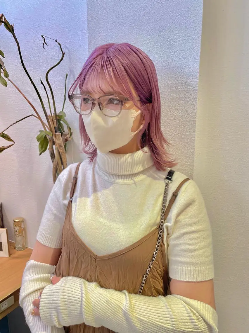 ミディアム カラー ヘアアレンジ ワンレンボブ ショートボブ アッシュ バレイヤージュ ベージュカラー カット ヘアカラー トリートメント 髪質改善【縮毛矯正】 北千住 田邉 澪のヘアスタイル