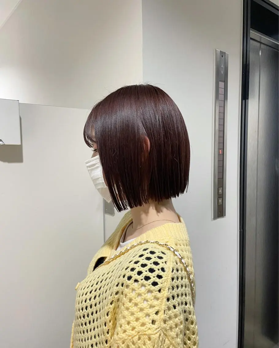 ショート カラー ブラウンカラー ピンクカラー レッドカラー レッドブラウン 透明感カラー/顔周り レイヤー/髪質改善のヘアスタイル
