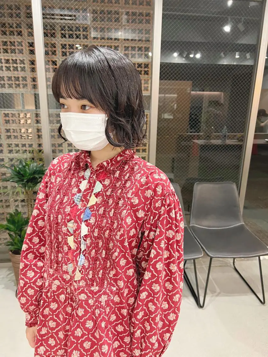 カラー パーマ カット ヘアカラー パーマ ボブパーマコテ巻き風 パーマNo1深江秀平のヘアスタイル
