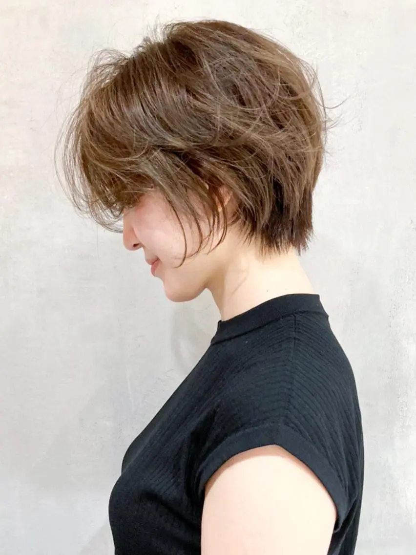 ショート カラー パーマ ヘアアレンジ ベージュカラー ショートヘア ITbyALBUM 浦和店のヘアスタイル