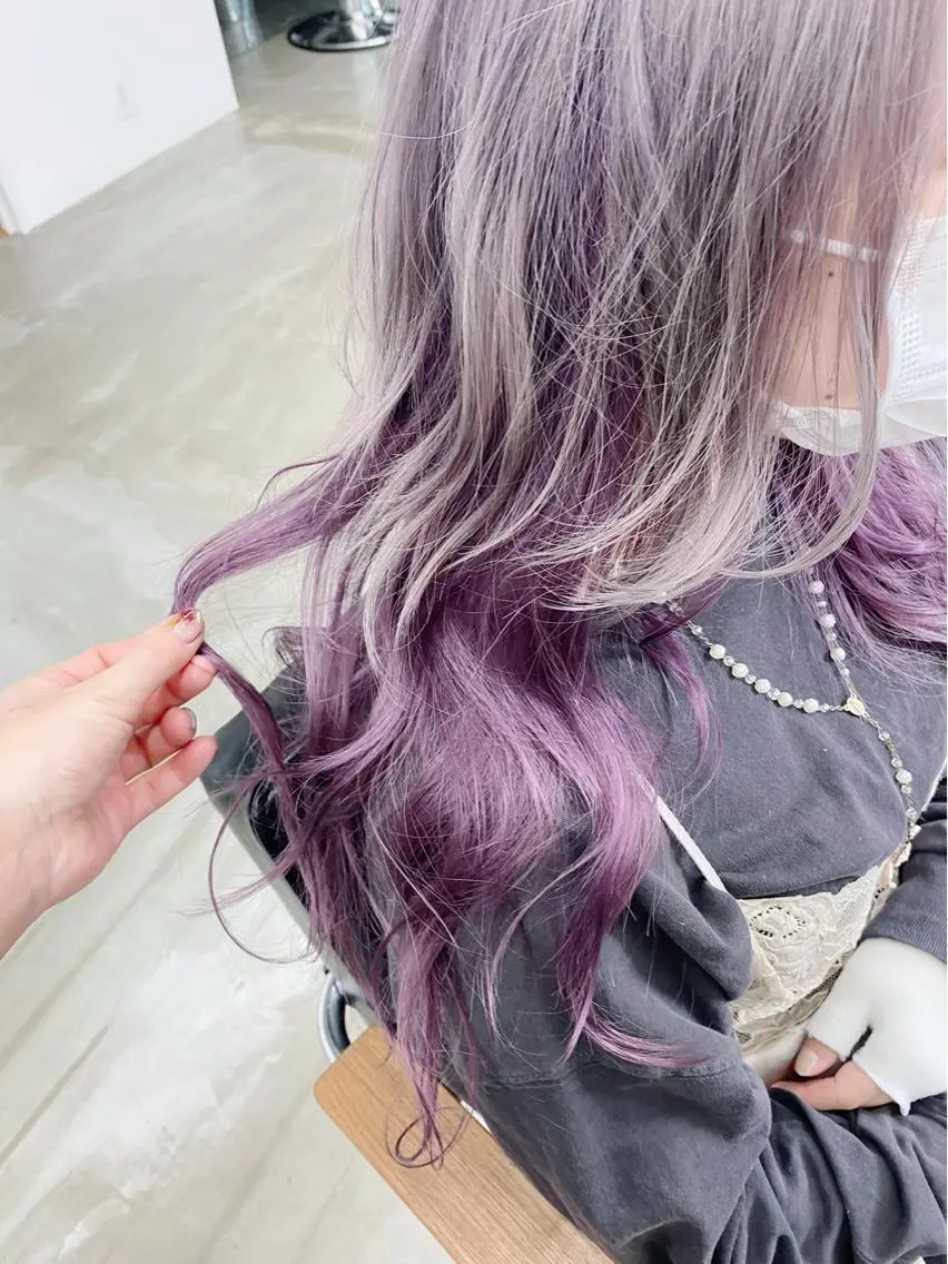 ロング カラー ヘアアレンジ ブリーチ パープルカラー son hair HIROEのヘアスタイル