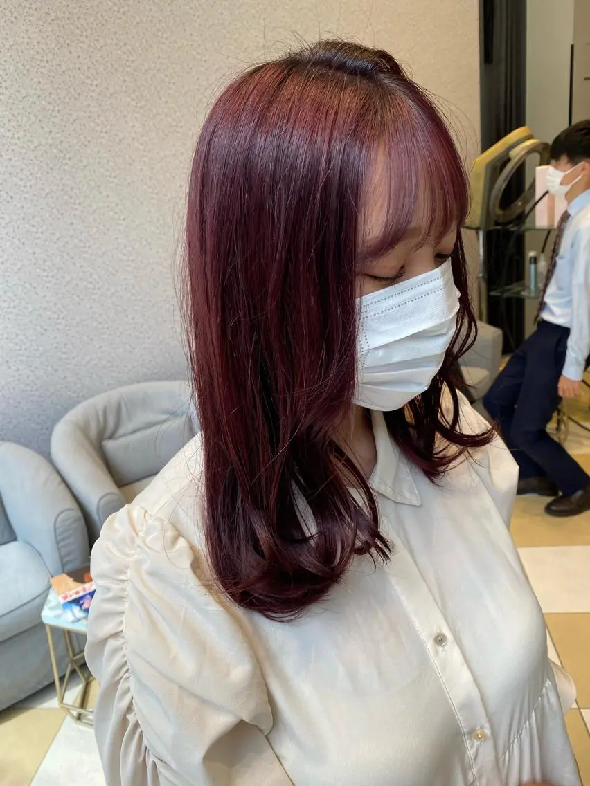 セミロング カラー ピンクカラー バイオレットカラー バイオレットピンク カット ヘアカラー トリートメント ヘアセット 💜髪質改善美髪💜 星野清光のヘアスタイル