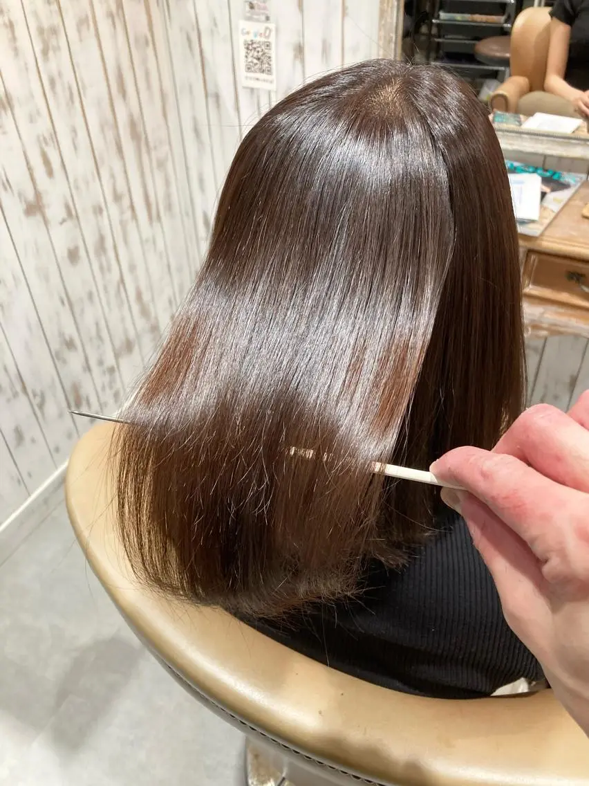 ミディアム 縮毛矯正 【ailes】品川 隆博のヘアスタイル