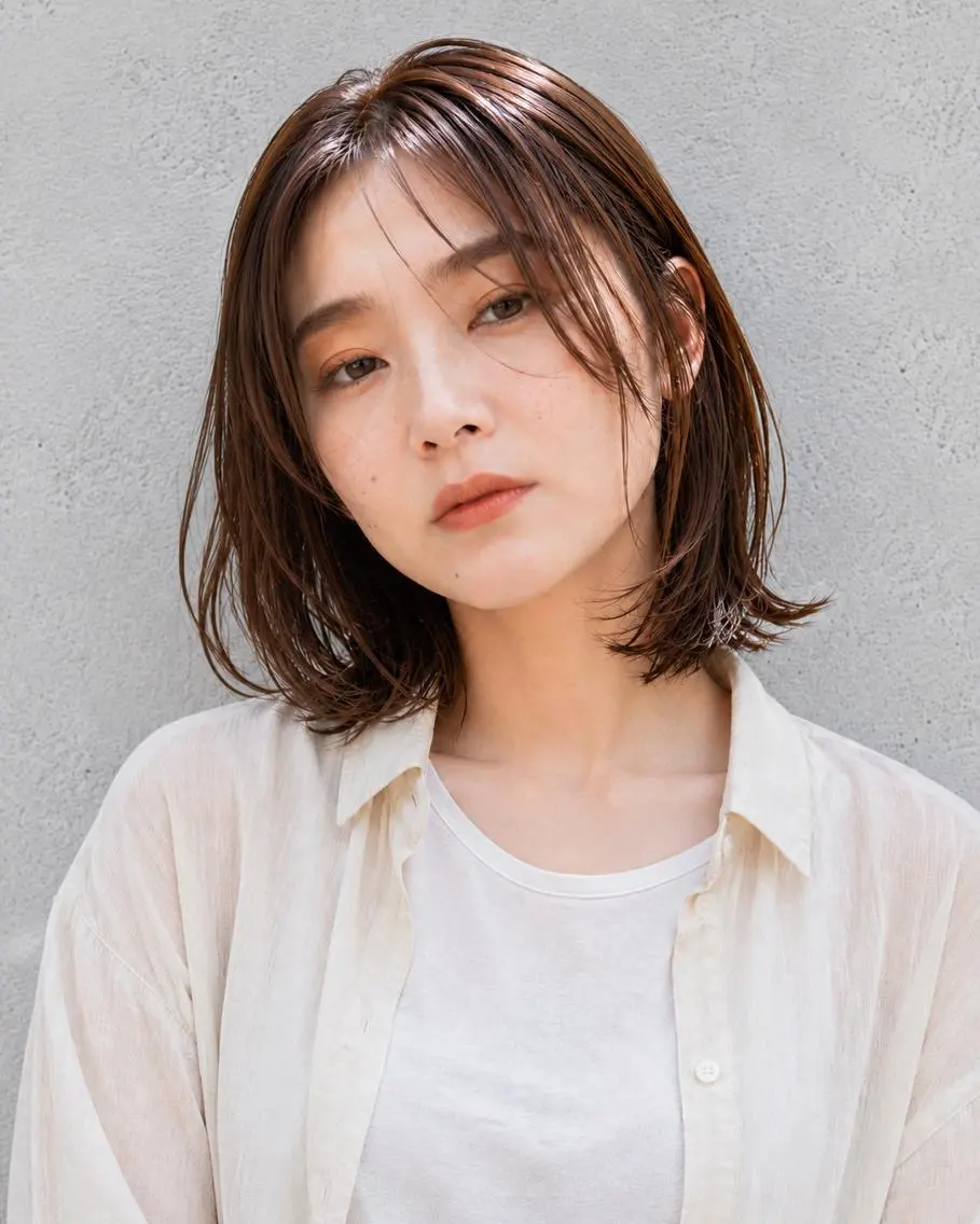 ミディアム ブリーチなし透明感 カラー🌷宮部楓奈のヘアスタイル